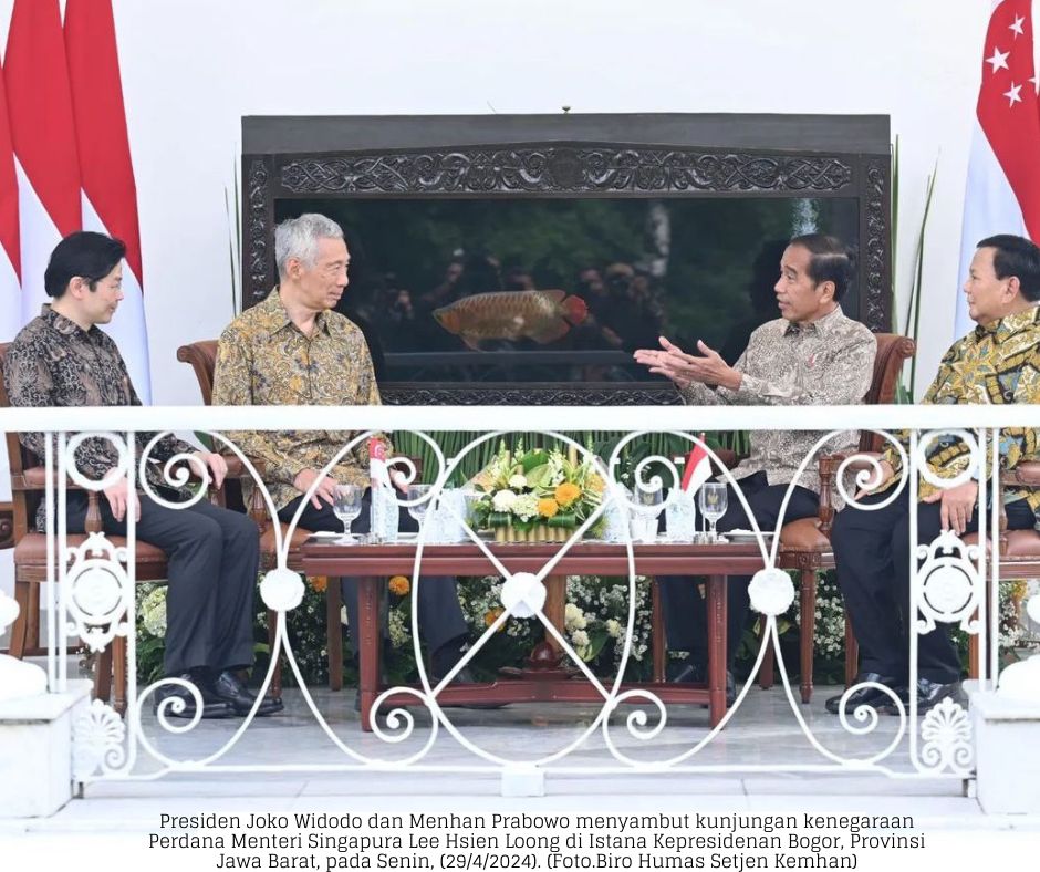 Menhan Prabowo Dampingi Presiden Jokowi Terima Kunjungan PM dan Wakil PM Singapura