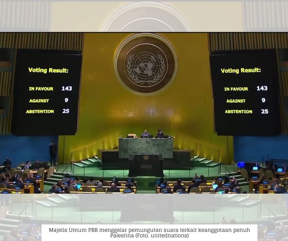 143 Negara Mendukung Palestina Menjadi Anggota Penuh PBB, Sementara 9 Negara Lain Menolak